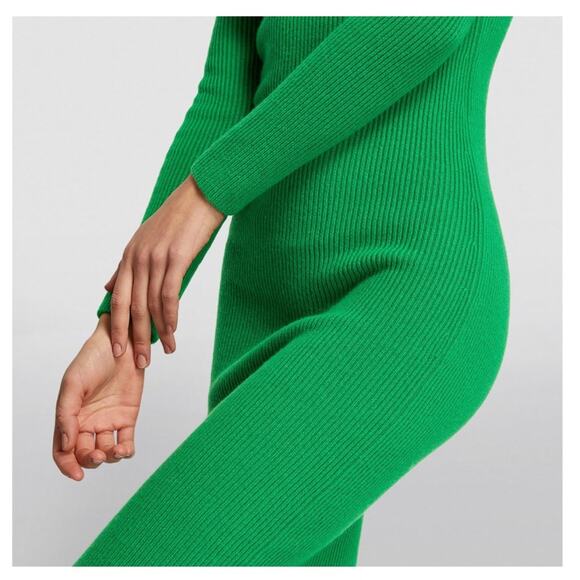 arch4 Cashmere Coco Midi Dress in Emerald Green XS - Picture 3 of 16